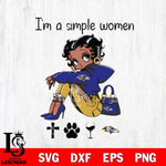 Baltimore Ravens Betty Boop Black Fan I Am Simple Women Svg Eps Dxf Png File, Digital Download