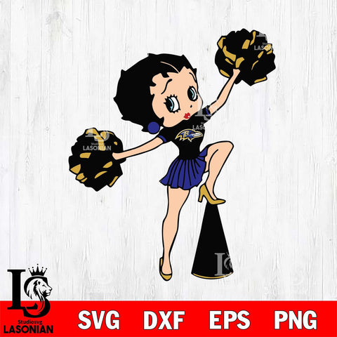 Baltimore Ravens Betty Boop Cheer Leader Svg Eps Dxf Png File, Digital Download, Instant Download