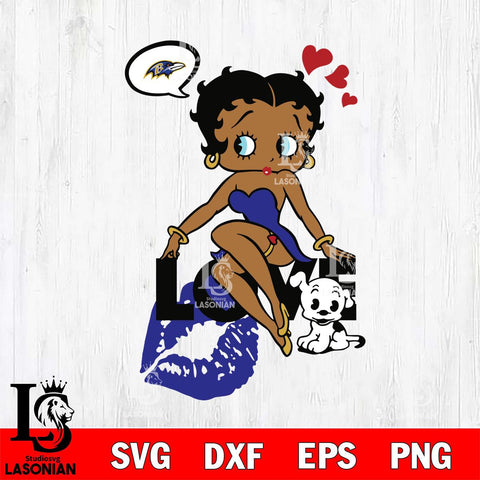 Baltimore Ravens Betty Boop Love SVG 2 Svg Eps Dxf Png File, Digital Download, Instant Download
