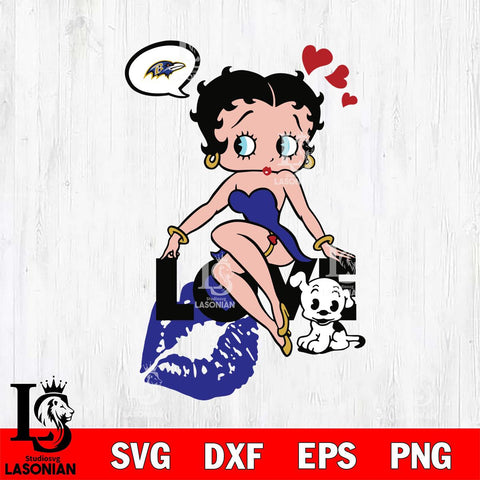 Baltimore Ravens Betty Boop Love Svg Eps Dxf Png File, Digital Download, Instant Download