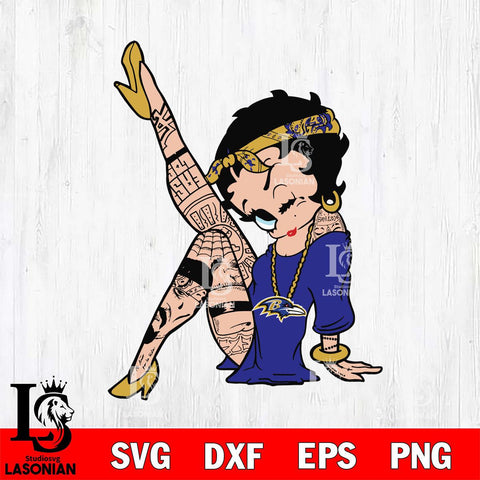 Baltimore Ravens Betty Boop Tattoo Girl Svg Eps Dxf Png File, Digital Download, Instant Download