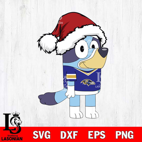 Baltimore Ravens Bluey Cartoon Christmas Svg Eps Dxf Png File, Digital Download, Instant Download