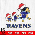 Baltimore Ravens Bluey Family Christmas Svg Eps Dxf Png File, Digital Download