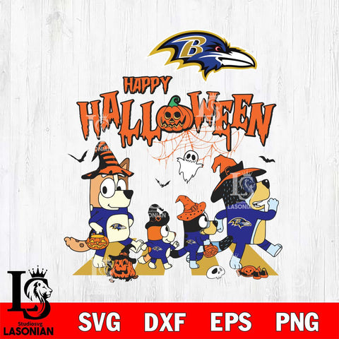 Baltimore Ravens Bluey Halloween Family Svg Eps Dxf Png File, Digital Download, Instant Download