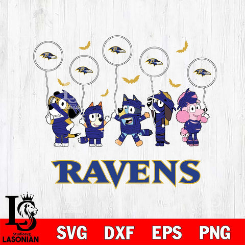 Baltimore Ravens Bluey Halloween Spooky Svg Eps Dxf Png File, Digital Download, Instant Download