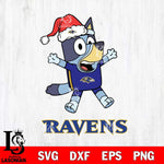 Baltimore Ravens Bluey Happy Christmas Svg Eps Dxf Png File, Digital Download