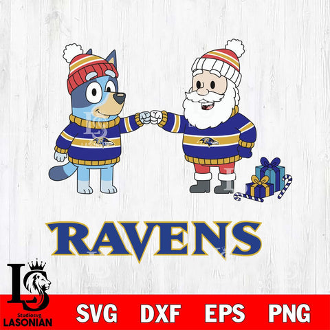 Baltimore Ravens Bluey With Satan Christmas Cricut,Christmas SVG DXF EPS PNG FILE, Digital Download,Instant Download, Silhouette
