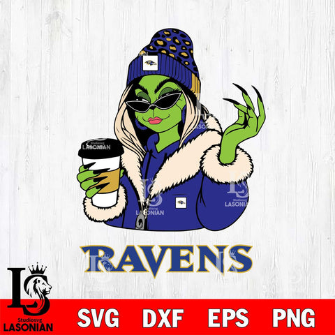 Baltimore Ravens Boujee Grinch Girls Christmas Svg Eps Dxf Png File,Cricut svg files, Digital Download, Instant Download