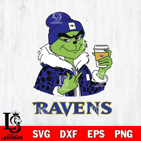 Baltimore Ravens Boujee Grinch Leopard Christmas Svg Eps Dxf Png File,Cricut svg files, Digital Download, Instant Download