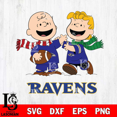 Baltimore Ravens Charlie Brown & Linus Football Cricut,Christmas SVG DXF EPS PNG FILE, Digital Download,Instant Download, Silhouette