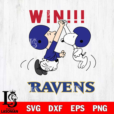Baltimore Ravens Charlie Brown and Snoopy Win Svg Eps Dxf Png File, NFL svg , Digital Download , Instant Download, Cricut File
