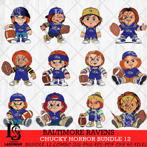 Baltimore Ravens Chucky Horror Bundle 12 SVG Svg Eps Dxf Png File, Bundle NFL svg, Digital Download, Instant Download