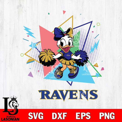 Baltimore Ravens Cute Daisy Duck Cheerleader SVG DXF EPS PNG FILE, Disney Father day File Cut,Digital Download,Instant Download,Disney Svg Files