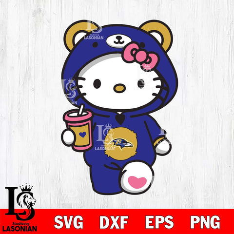 Baltimore Ravens Cute Hello Kitty Svg Eps Dxf Png File, Digital Download, Instant Download