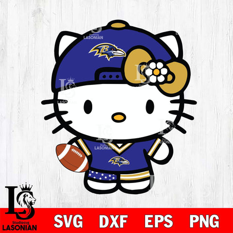 Baltimore Ravens Cute Hello Kitty Football 10 Svg Eps Dxf Png File, NFL svg, Digital Download, Instant Download