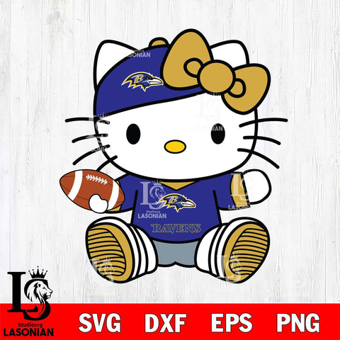 Baltimore Ravens Cute Hello Kitty Football 11 Svg Eps Dxf Png File, NFL svg, Digital Download, Instant Download