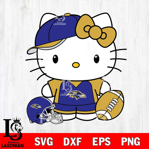 Baltimore Ravens Cute Hello Kitty Football 4 Svg Eps Dxf Png File, NFL svg, Digital Download, Instant Download