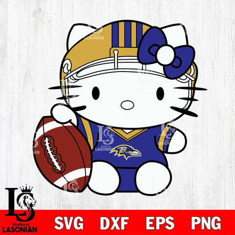 Baltimore Ravens Cute Hello Kitty Football 5 Svg Eps Dxf Png File, NFL svg, Digital Download, Instant Download