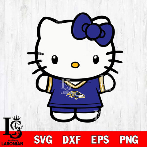 Baltimore Ravens Cute Hello Kitty Football 6 Svg Eps Dxf Png File, NFL svg, Digital Download, Instant Download