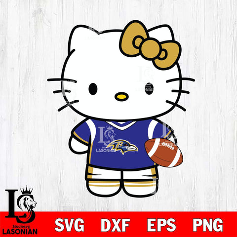 Baltimore Ravens Cute Hello Kitty Football 8 Svg Eps Dxf Png File, NFL svg, Digital Download, Instant Download