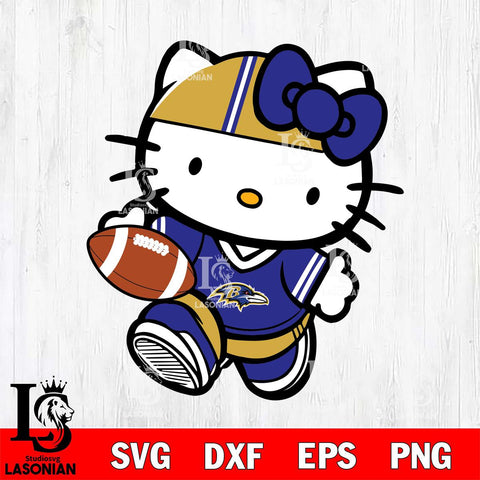 Baltimore Ravens Cute Hello Kitty Football 9 Svg Eps Dxf Png File, NFL svg, Digital Download, Instant Download