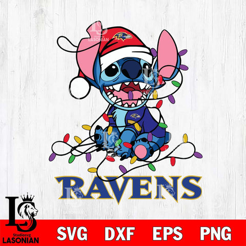Baltimore Ravens Cute Stitch Christmas Svg