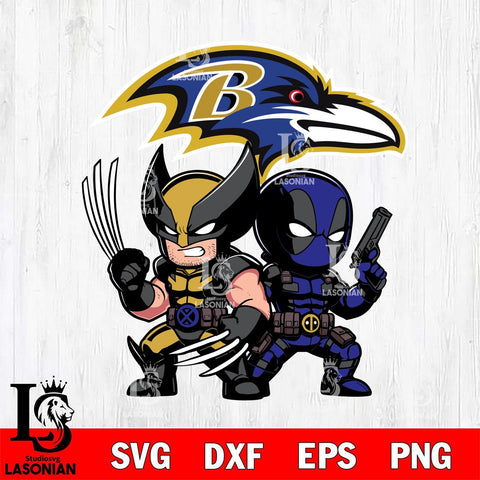 Baltimore Ravens Deadpool And Wolverine Svg Eps Dxf Png File, Digital Download, Instant Download