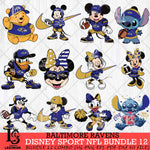 Baltimore Ravens Disney NFL Bundle 12 Svg Eps Dxf Png File, Digital Download, Instant Download