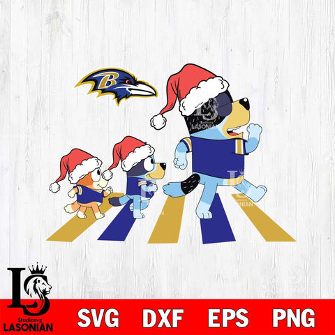 Baltimore Ravens Family Bluey Walking Christmas Svg Eps Dxf Png File, Digital Download, Instant Download
