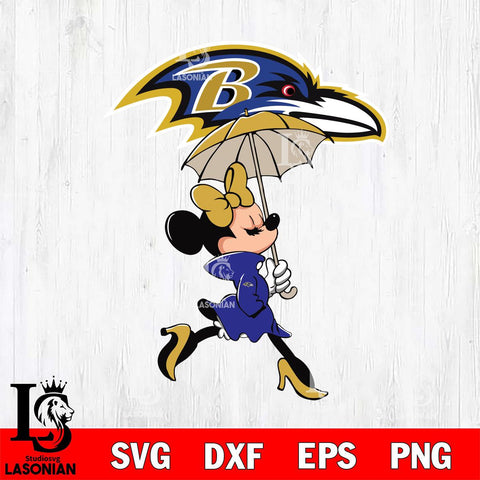 Baltimore Ravens Fancy Minnie Svg Eps Dxf Png File, Digital Download, Instant Download