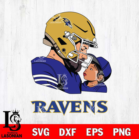 Baltimore Ravens Father And Child Rugby SVG DXF EPS PNG FILE,NFL SVG, Father day Digital Download,Instant Download, Silhouette
