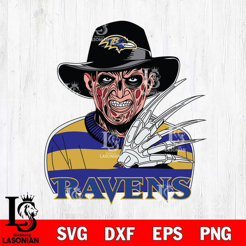 Baltimore Ravens Freddy Krueger Horror Halloween Svg Eps Dxf Png File, Digital Download, Instant Download