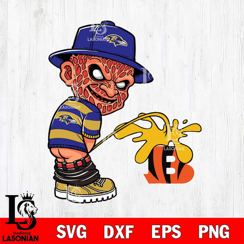Baltimore Ravens Freddy Krueger Piss On Cincinnati Bengals Svg Eps Dxf Png File, Digital Download, Instant Download