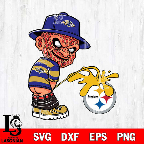 Baltimore Ravens Freddy Krueger Piss On Pittsburgh Steelers Svg Eps Dxf Png File, Digital Download, Instant Download