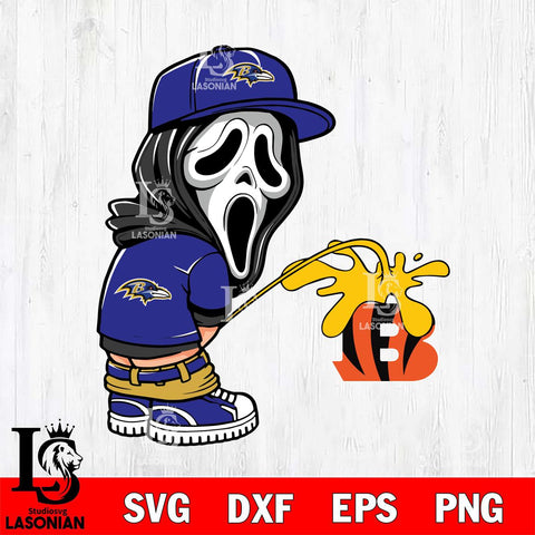 Baltimore Ravens Ghostface Piss On Cincinnati Bengals Svg Eps Dxf Png File, Digital Download, Instant Download