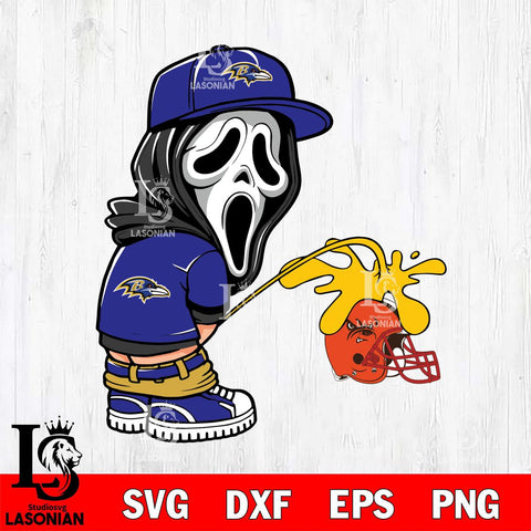 Baltimore Ravens Ghostface Piss On Cleveland Browns Svg Eps Dxf Png File, Digital Download, Instant Download