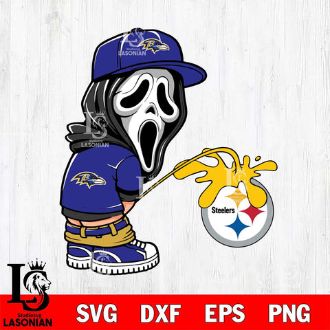 Baltimore Ravens Ghostface Piss On Pittsburgh Steelers Svg Eps Dxf Png File, Digital Download, Instant Download