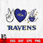 Baltimore Ravens Gnomes Peace & Love Svg Eps Dxf Png File, Digital Download, Instant Download