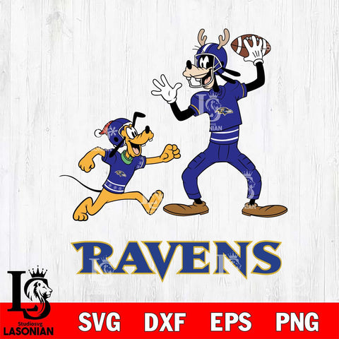 Baltimore Ravens Goofy & Pluto Football Cricut,Christmas SVG DXF EPS PNG FILE, Digital Download,Instant Download, Silhouette