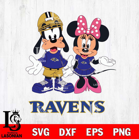 Baltimore Ravens Goofy and Minnie mouse Football SVG DXF EPS PNG FILE,NFL Cricut ,Football Digital Download,Instant Download, Silhouette