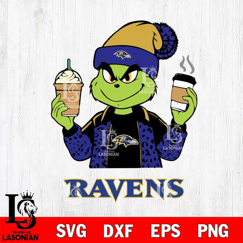 Baltimore Ravens Grinch 2 coffee Svg Eps Dxf Png File, Digital Download, Instant Download
