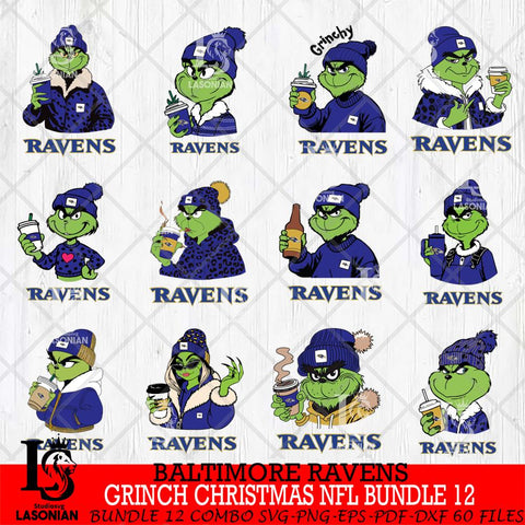 Baltimore Ravens Grinch Christmas NFL Bundle 12 Svg Eps Dxf Png File,Cricut svg files, Digital Download, Instant Download