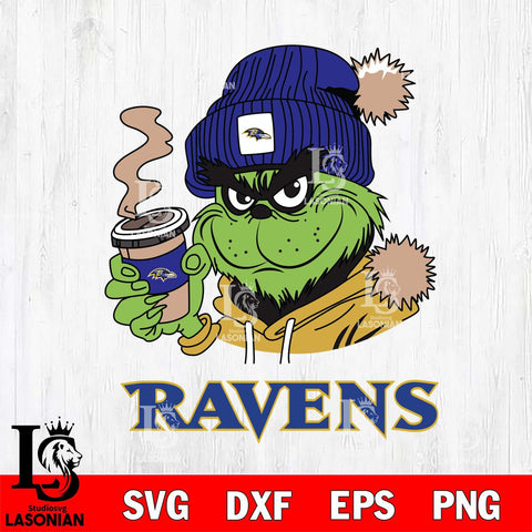 Baltimore Ravens Grinch Cofffe Hoodie Svg Eps Dxf Png File,Cricut svg files, Digital Download, Instant Download