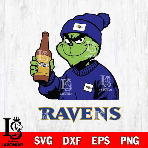 Baltimore Ravens Grinch Drinking Beer Christmas Svg Eps Dxf Png File,Cricut svg files, Digital Download, Instant Download
