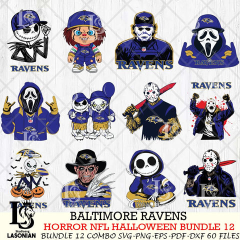 Baltimore Ravens Halloween Bundle 12 SVG Svg Eps Dxf Png File, Bundle NFL svg, Digital Download, Instant Download