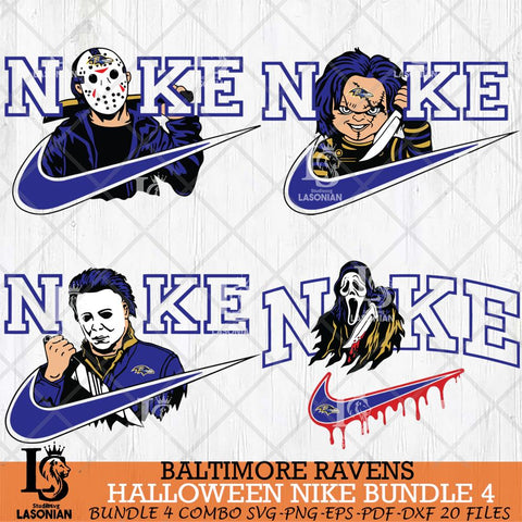 Baltimore Ravens Halloween NFL Bundle 4 Svg Eps Dxf Png File, Digital Download, Instant Download