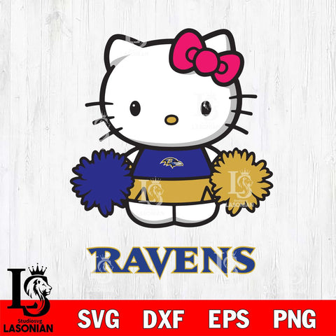Baltimore Ravens Hello Kitty Cheerleader 2 Svg Eps Dxf Png File, Digital Download, Instant Download