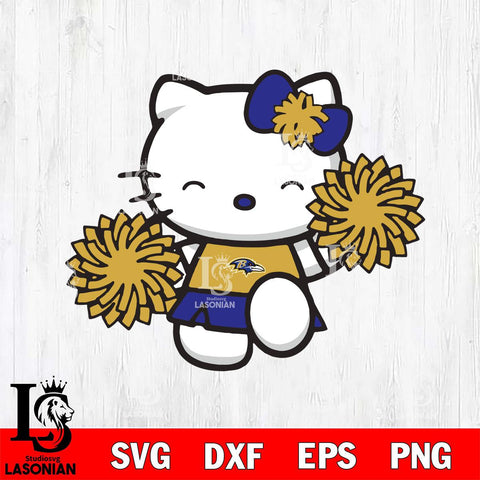 Baltimore Ravens Hello Kitty Cheerleader Svg Eps Dxf Png File, Digital Download, Instant Download