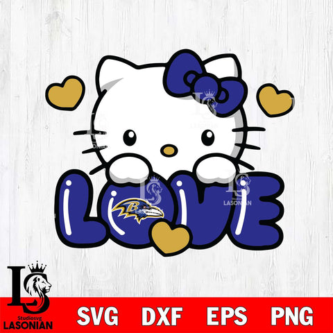 Baltimore Ravens Hello Kitty Love Svg Eps Dxf Png File, Digital Download, Instant Download