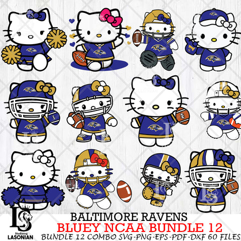 Baltimore Ravens Hello Kitty NFL Bundle 12 Svg Eps Dxf Png File, Digital Download, Instant Download